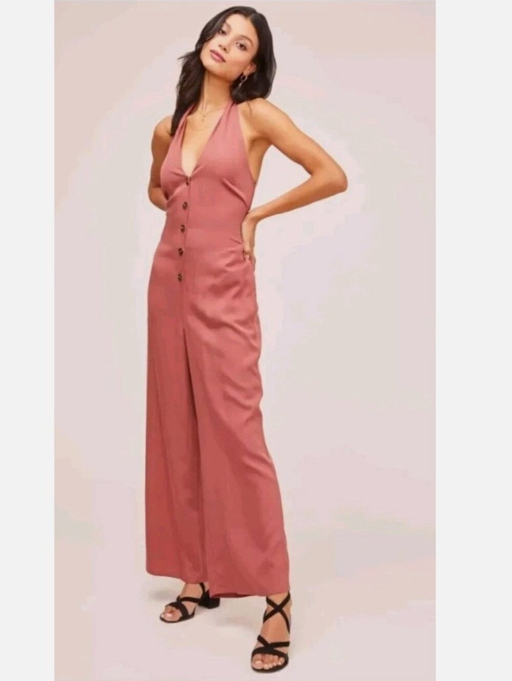 New ASTR The Label Terracotta Halter Jumpsuit Women's Size Small